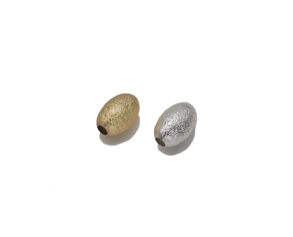 Matte Golden Silver Oval Shape Spacer Beads, Sku#B219