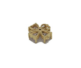 Gold Big Heart CZ Clover Charm, Sku#L701