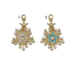 Gold CZ MOP/Turquoise Five Point Star Snowflake Charm, Sku#L702