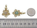 Gold CZ MOP/Turquoise Five Point Star Snowflake Charm, Sku#L702