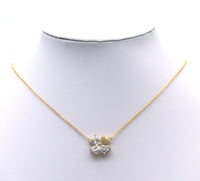 Gold Big Heart CZ Clover Charm, Sku#L701