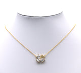 Gold Big Heart CZ Clover Charm, Sku#L701