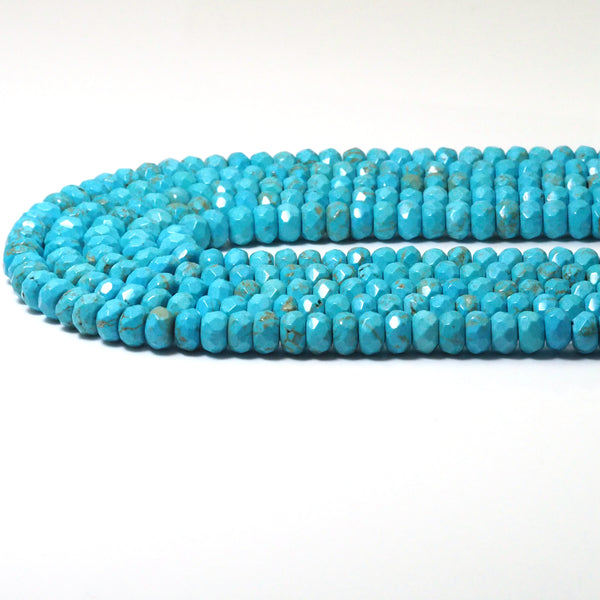 Faceted Rondelle Blue Turquoise Beads, 2x4mm/4x6mm/5x8mm, Sku#U1591