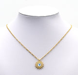 Gold CZ Enamel Evil Eye On Sunburst Charm, Sku#LX83