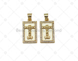 CZ Jesus Cross Charm, Sku#LK570