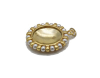 Gold Pearl Round Mirror Coin Charm, Sku#B221