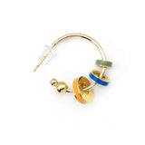 Gold Colorful Spacer Dangle Hoop Stud Earrings, Sku#Y786