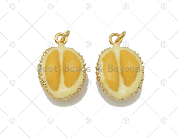 Orange Enamel Durian Charm, Sku#Y567