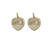 Gold Mother of Pearl Love Heart Charm, Sku#ZX98