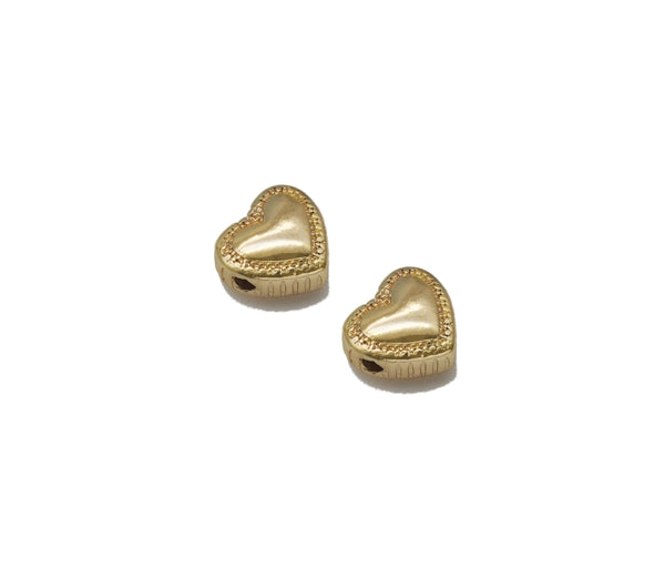Gold CZ Heart Spacer Beads, Sku#ZX99
