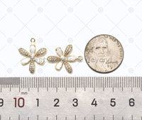 CZ Micro Pave and White Enamel Flower Shape Pendant,18K Gold Filled Flower Charm, Necklace Bracelet Charm Pendant, Sku#LX06