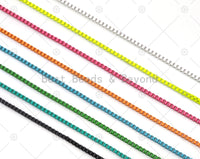 NEW STYLE!!! Thin Enamel Box Chain Necklace, 16" Colorful Thin Chain Necklace, Sku#EF86