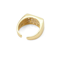 Gold CZ Rectangle Adjustable Ring, Sku#Y779