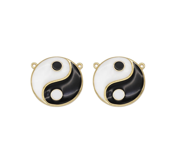 Large Enamel Tai Ji  Yin Yang Shape Charm, Sku#LK697