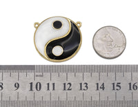 Large Enamel Tai Ji  Yin Yang Shape Charm, Sku#LK697