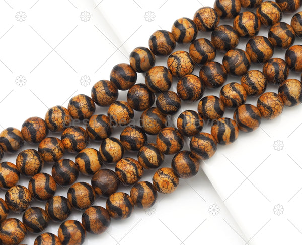 Double Wavy Line Brown Agate Round Smooth Beads, SKU#U1194
