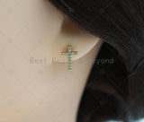 CZ Micro Pave Cross Shape Stud Earring , 18K Gold Filled Latch Back Earrings, Cross Earring, Sku#LD177