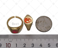 Enamel Fire Flame Signet Ring, Sku#JD24