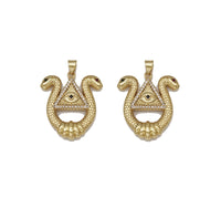 Gold CZ Snake With Triangle Evil Eye Charm, Sku#LK731