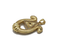 Gold CZ Snake With Triangle Evil Eye Charm, Sku#LK731