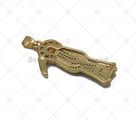 CZ Micro Pave Death Shape Pendant, 18K Gold Filled Grim Reaper Charm, Necklace Bracelet Charm Pendant, Sku#JL68