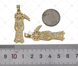 CZ Micro Pave Death Shape Pendant, 18K Gold Filled Grim Reaper Charm, Necklace Bracelet Charm Pendant, Sku#JL68