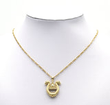 Gold CZ Snake With Triangle Evil Eye Charm, Sku#LK731