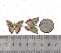 CZ Micro Pave Colorful Enamel Butterfly Shape Pendant,18K Gold Filled Evil Eye Charm, Necklace Bracelet Charm Pendant, Sku#L642