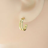 Gold Cute Double line Oval Hoop Stud Earrings, Sku#LK814