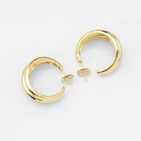 Gold Filled Swirl Hoop Stud Earrings, Sku#LK812