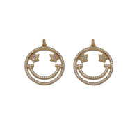 Gold CZ Five Star Smile Face Frame Charm, Sku#Y741