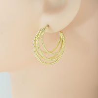 Gold twisted Lines Moon Cage Earrings, Sku#LK813