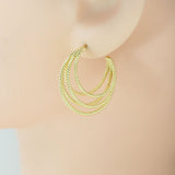 Gold twisted Lines Moon Cage Earrings, Sku#LK813