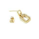 Gold CZ Square Stud Earrings, Sku#LK826