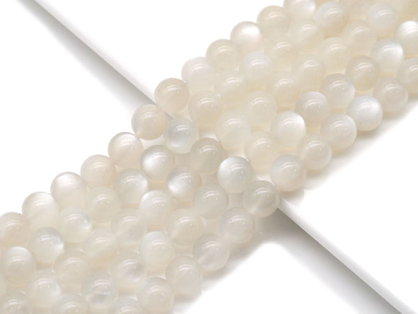 Genuine Top Quality White Moonstone Round Smooth Beads, Sku#U1373