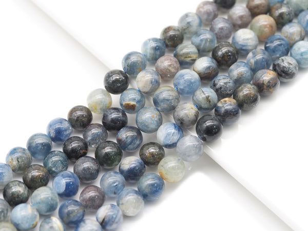 Genuine Blue Kyanite Round Smooth Beads, Sku#U1374