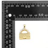 Clear CZ Gold White Pearl Purse Charm, Sku#LK819