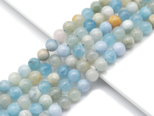 Genuine Aquamarine Round Smooth Beads, Sku#U1376