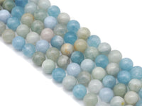 Genuine Aquamarine Round Smooth Beads, Sku#U1376