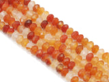 High Quality Red Orange Banded Agate Faceted Rondelle Beads, 4x6mm/5x8mm, Sku#UA243