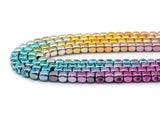 Rainbow Natural Hematite Smooth Cube Beads, 4mm, Sku#S145