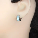 Gold Silver Mother of Pearl Huggie Earrings, Sku#LX216