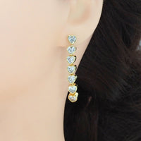 Clear CZ String Heart Stud Earrings, Sku#LK214