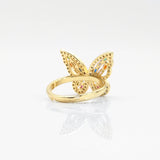 Gold Colorful CZ Butterfly Adjustable Ring, Sku#LX218