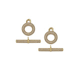 Gold CZ Round Bar Toggle Clasp, Sku#LD333