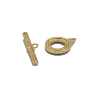 Gold CZ Round Bar Toggle Clasp, Sku#LD333