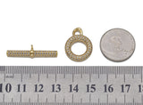 Gold CZ Round Bar Toggle Clasp, Sku#LD333