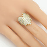 Gold Clear CZ Large Heart Adjustable Ring, Sku#LX219