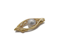 Gold CZ Pearl Evil Eye Charm, Sku#ZX101