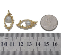 Gold CZ Pearl Evil Eye Charm, Sku#ZX101